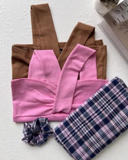 کراپ شلوار چهارخونه🍭